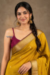 Tarang 2.0 ~ Designer Handloom Cotton Silk Saree in Mustard Yellow and Pink