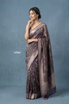 Festive Edit! Handloom Pure Silk Brocade Banarasi Saree in Dark Purple (Silk Mark Certified)