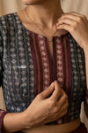 Khun Blouse in Blue and Maroon