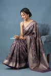 Festive Edit! Handloom Pure Silk Brocade Banarasi Saree in Dark Purple (Silk Mark Certified)
