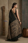 Bengal Gatha ~ Handloom Dupion Silk Saree with Digital Print in Black