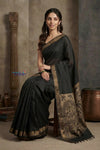 Bengal Gatha ~ Handloom Dupion Silk Saree with Digital Print in Black