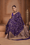 Festive Edit! Ganga Ghat ~ Handloom Pure Crepe Silk Banarasi Saree in Violet (Silk Mark Certified)