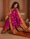 Festive Edit! Ganga Ghat ~ Handloom Pure Silk Chiniya Saree Magenta and Orange ( Silk Mark Certified)