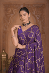 Festive Edit! Ganga Ghat ~ Handloom Pure Crepe Silk Banarasi Saree in Violet (Silk Mark Certified)