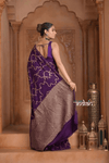 Festive Edit! Ganga Ghat ~ Handloom Pure Crepe Silk Banarasi Saree in Violet (Silk Mark Certified)