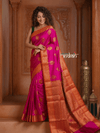 Festive Edit! Ganga Ghat ~ Handloom Pure Silk Chiniya Saree Magenta and Orange ( Silk Mark Certified)
