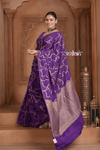 Festive Edit! Ganga Ghat ~ Handloom Pure Crepe Silk Banarasi Saree in Violet (Silk Mark Certified)
