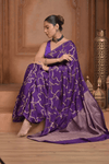 Festive Edit! Ganga Ghat ~ Handloom Pure Crepe Silk Banarasi Saree in Violet (Silk Mark Certified)