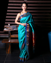 Authentic High Quality Pure Silk Paithani With Most Traditional Double Pallu~ Squalene Blue