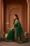 Festive Edit! Ganga Ghat ~ Handloom Pure Silk Chiffon Crepe Banarasi Saree in Green