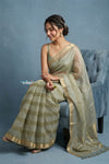 Festive Edit! Handloom Pure Tissue Silk Saree in Sage Green (Silk Mark Certified)