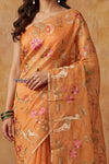 Bengal Gatha ~ Handloom Tussar Kota Silk Saree with Allover Embroidery in Orange