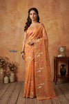 Bengal Gatha ~ Handloom Tussar Kota Silk Saree with Allover Embroidery in Orange