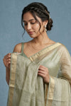 Festive Edit! Handloom Pure Tissue Silk Saree in Sage Green (Silk Mark Certified)