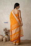 Bengal Gatha ~ Designer Handloom Pure Linen Saree in First Light Orange