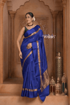 Festive Edit! Ganga Ghat ~ Handloom Pure Tussar Silk Saree in Royal Blue (Silk Mark Certified)