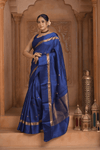Festive Edit! Ganga Ghat ~ Handloom Pure Tussar Silk Saree in Royal Blue (Silk Mark Certified)