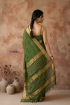 Tarang 2.0 ~ Designer Handloom Cotton Silk Saree in Leaf Green