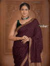 Festive Edit! Ganga Ghat ~ Handloom Pure Kora Crepe Silk Saree in Wine ( Silk Mark Certified)