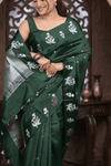 Kashi ~ Handloom Banarasi Pure Katan Silk Saree in Emerald Green (Silk Mark Certified)
