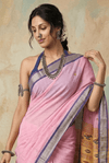 Virasat 2.0 ~ Handloom Pure Cotton Paithani With Double Pallu ~ Blush Pink