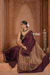 Festive Edit! Ganga Ghat ~ Handloom Pure Kora Crepe Silk Saree in Wine ( Silk Mark Certified)