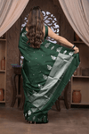 Kashi ~ Handloom Banarasi Pure Katan Silk Saree in Emerald Green (Silk Mark Certified)