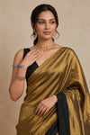 Tarang 2.0 ~ Designer Cotton Tissue Saree in Gold and Black
