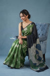 Festive Edit! Handloom Pure Silk Saree with Rose Pallu in Green (Silk Mark Certified)