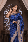 Festive Edit! Ganga Ghat ~ Handloom Pure Silk Katan Saree in Royal Blue (Silk Mark Certified)