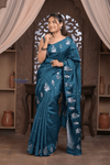 Kashi ~ Handloom Banarasi Pure Katan Silk Saree in Teal Blue (Silk Mark Certified)