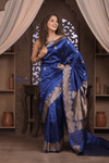 Festive Edit! Ganga Ghat ~ Handloom Pure Silk Katan Saree in Royal Blue (Silk Mark Certified)