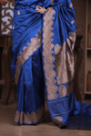 Festive Edit! Ganga Ghat ~ Handloom Pure Silk Katan Saree in Royal Blue (Silk Mark Certified)
