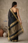 Tarang 2.0 ~ Designer Handloom Cotton Silk Saree in Black and Gold