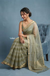 Festive Edit! Handloom Pure Tissue Silk Saree in Sage Green (Silk Mark Certified)