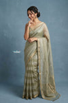Festive Edit! Handloom Pure Tissue Silk Saree in Sage Green (Silk Mark Certified)