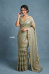 Festive Edit! Handloom Pure Tissue Silk Saree in Sage Green (Silk Mark Certified)
