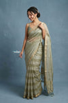 Festive Edit! Handloom Pure Tissue Silk Saree in Sage Green (Silk Mark Certified)