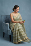 Festive Edit! Handloom Pure Tissue Silk Saree in Sage Green (Silk Mark Certified)