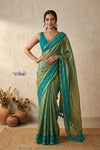 Tarang 2.0 ~ Designer Handloom Cotton Tissue Saree in Turquoise Blue