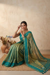 Tarang 2.0 ~ Designer Handloom Cotton Tissue Saree in Turquoise Blue
