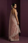 Aarini ~ Organza Banarasi Saree with Handcrafted Beadwork In Blush Rose