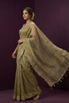 Aarini ~ Organza Banarasi Saree with Handcrafted Beadwork In Mint Green