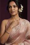 Aarini ~ Organza Banarasi Saree with Handcrafted Beadwork In Blush Rose