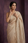 Aarini ~ Organza Banarasi Saree with Handcrafted Beadwork In Ivory