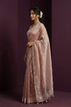 Aarini ~ Organza Banarasi Saree with Handcrafted Beadwork In Blush Rose