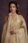 Aarini ~ Organza Banarasi Saree with Handcrafted Beadwork In Ivory