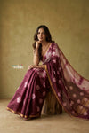 Prakruti ~ Designer Pure Banana Silk Saree in Beige Maroon