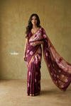 Prakruti ~ Designer Pure Banana Silk Saree in Beige Maroon